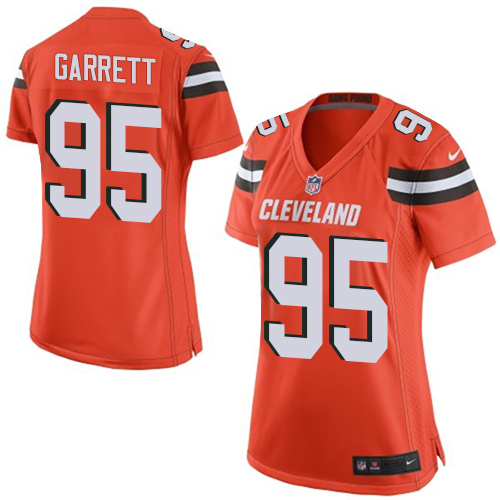 Nike Browns #95 Myles Garrett Orange Alternate Women's Stitched NFL New Elite Jersey - Click Image to Close